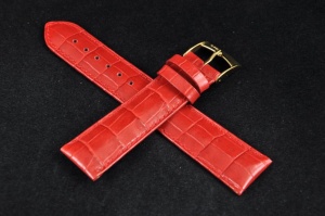 Pasek Bros 7446, Skóra naturalna, Czerwony, 20mm