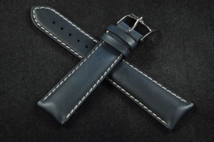 Pasek Bros 8771, Skóra naturalna, Granatowy, 22mm