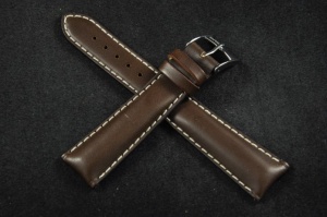 Pasek Bros 8771, Skóra naturalna, Ciemny brąz, 20mm