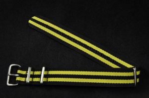 Pasek typu Nato, Nylonowy, Czarno-żółty, 18mm