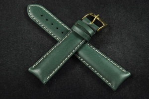 Pasek Bros 8771, Skóra naturalna, Zielony, 22mm