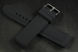 Pasek do zegarka profilowany, Silikonowy, Czarny, 24mm
