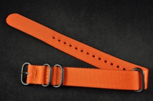 Pasek typu Zulu, Nylonowy, Pomarańczowy, Czarne okucia, 20mm