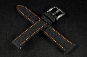 Pasek typu Canvas, Czarny, Pomarańczowa nić, 18mm