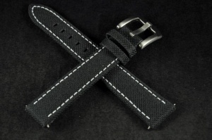 Pasek typu Canvas, Czarny, Biała nić, 22mm