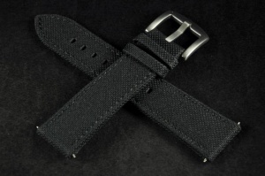 Pasek typu Canvas, Czarny, Czarna nić, 22mm