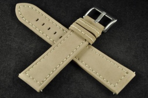 Pasek do zegarka, Skórzany zamszowy, Beżowy, 22mm