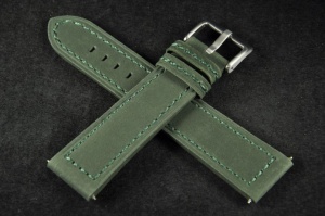 Pasek do zegarka, Skórzany zamszowy, Zielony, 22mm