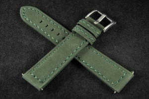 Pasek do zegarka, Skórzany zamszowy, Zielony, 20mm