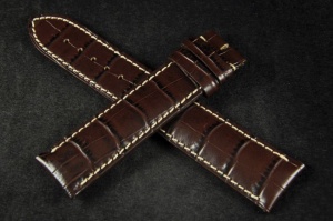 Pasek do zegarka Longines Evidenza, Skórzany, Ciemny brąz, 22mm, XL