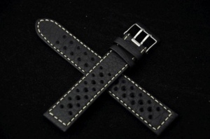 Pasek Di-Modell Rallye 1230, Skórzany, Czarny, Biała nić, 19mm