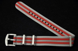 Pasek Nato Seatbelt, Nylonowy, Szaro-czerwony, 20mm