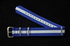 Pasek typu Nato, Nylonowy, Niebiesko-biały, 20mm