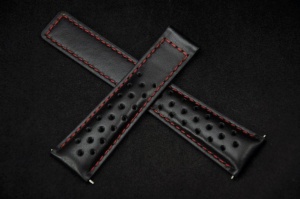 Pasek do zegarka Tag Heuer, Skórzany, Czarny, 22mm