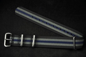 Pasek typu Nato, Nylonowy, Czarno-szaro-granatowy, 18mm