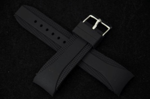 Pasek do zegarka profilowany, Silikonowy, Czarny, 24mm