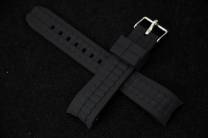 Pasek do zegarka profilowany, Silikonowy, Czarny, 20mm