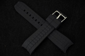 Pasek do zegarka profilowany, Silikonowy, Czarny, 22mm