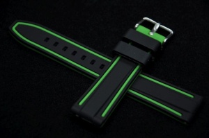 Pasek Olympics, Silikonowy, Czarno-zielony, 20mm