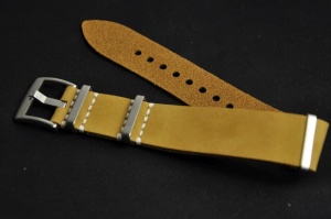 Pasek typu Nato, Skórzany, Jasny brąz, 22mm