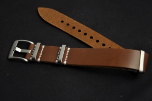 Pasek typu Nato, Skórzany, Brązowy, 20mm