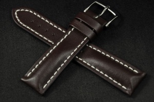 Pasek do zegarka Hirsch Heavy Calf, Skórzany, Ciemny brąz, 22/20mm