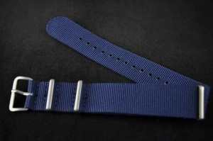 Pasek typu Nato, Nylonowy, Granatowy, Szare okucia, 22mm