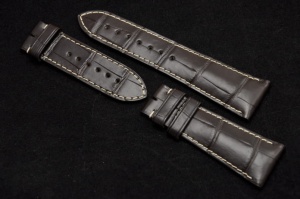 Pasek do zegarka Longines, Skóra z aligatora, Ciemny brąz, 25mm