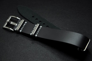 Pasek typu Nato, Skórzany, Czarny, 20mm