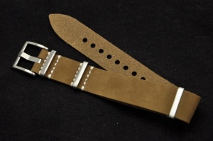 Pasek typu Nato, Skórzany, Brązowy, 20mm 