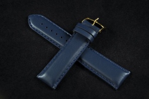 Pasek Bros 6610, Skóra naturalna, Granatowy, 22mm