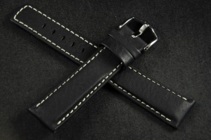 Pasek do zegarka Hirsch Mariner, Skórzany, Czarny, 20mm