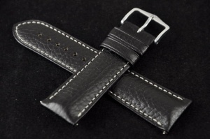 Pasek do zegarka Hirsch Boston, Skórzany, Czarny, 22mm, M