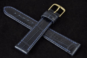 Pasek Condor 370, Skóra naturalna, Granatowy,  18mm