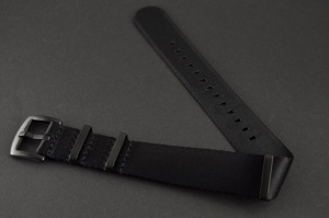 Pasek Nato Seatbelt, Nylonowy, Czarny, Czarne okucia, 18mm 