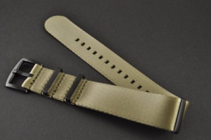 Pasek Nato Seatbelt, Nylonowy, Khaki, Czarne okucia,  20mm