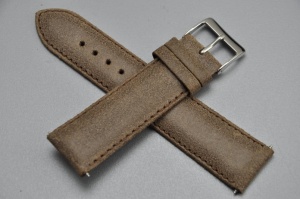 Pasek do zegarka, Skórzany, Postarzany, Brązowy, 22mm