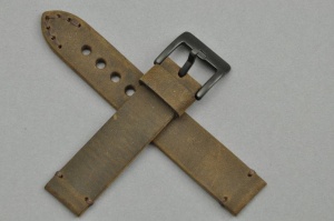 Pasek Skórzany Vintage, Ciemny brąz, Brązowa nić, 18mm