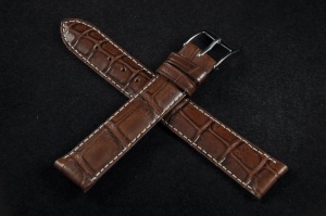 Pasek Horido 004, Skóra z aligatora, Ciemny brąz, 18mm, XL 