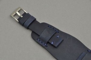 Pasek Skórzany Vintage z podkładką, Granatowy, 22mm