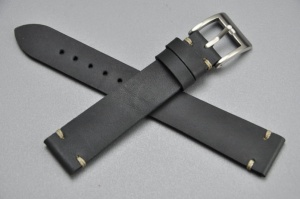 Pasek typu Vintage, Skórzany, Czarny, 20mm