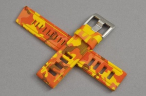 Pasek do zegarka typu Isofrane, Silikonowy, Camouflage, Pomarańczowy 22mm