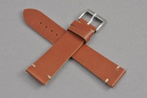Pasek typu Vintage, Skórzany, Jasny brąz, 22mm