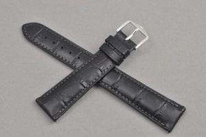 Pasek do zegarka Hirsch Duke, Skórzany, Czarny, 19mm