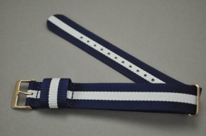 Pasek Nato, Styl DW, Glasgow, Granatowo-biały, 20mm