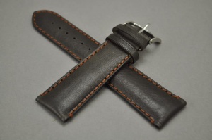 Pasek Bros 6665, Skóra naturalna, Ciemny brąz, 24mm