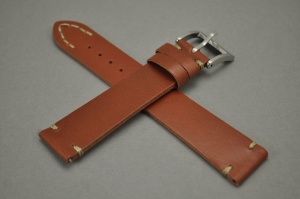 Pasek typu Vintage, Skórzany, Jasny brąz, 20mm