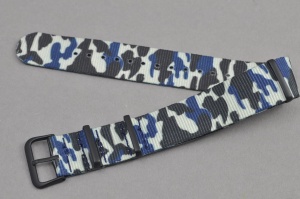 Pasek typu Nato, Nylonowy, Niebieskie  Moro, 20mm