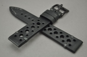 Pasek Skórzany Vintage, Czarny, Tropic, Szara nić, 19mm