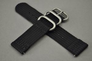 Pasek Zulu dwuczęściowy, Materiałowy, Czarny, 22mm